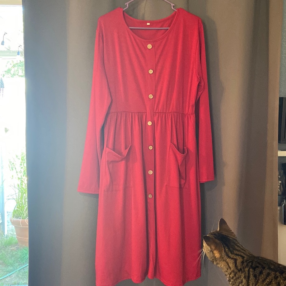 Red long sleeve dress